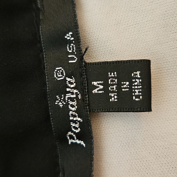 PAPAYA Black and White Hearts Ruffle Criss Cross Off-Shoulder Chiffon Top - Picture 7 of 8